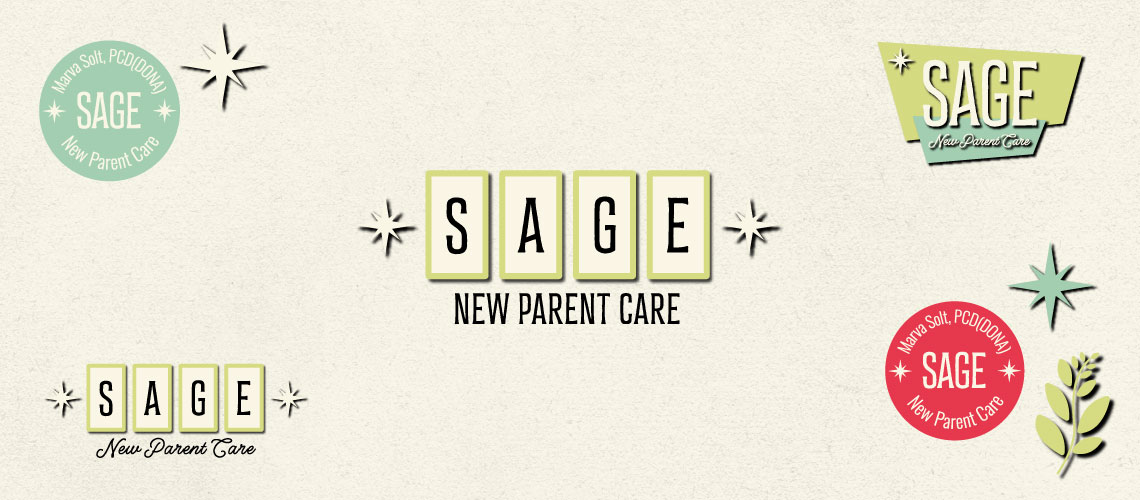 Sage New Parent Care Branding with a main logo, alternate logo and submarks
