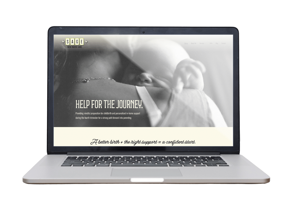 Sage New Parent Care Squarespace website mockup