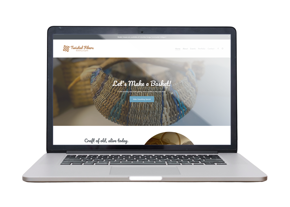 Twisted Fibers Squarespace website mockup