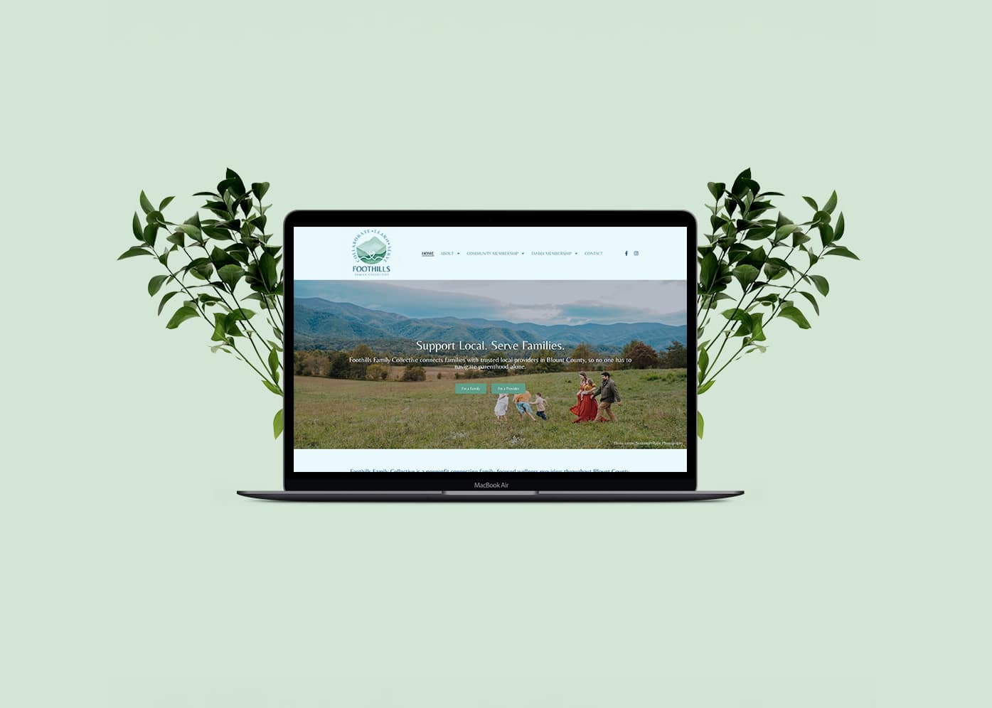 Foothills Family Collective Website Mockup