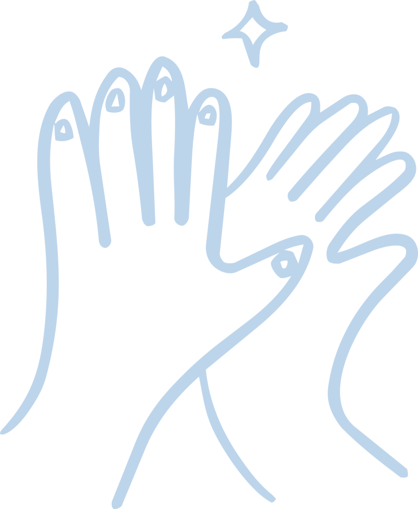 Hand-drawn pair of hands meeting in a high five