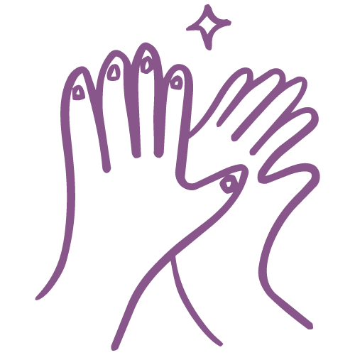 Hand-drawn pair of hands meeting in a high five