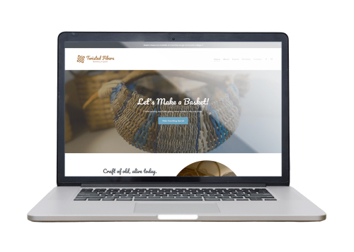 Twisted Fibers Squarespace website mockup